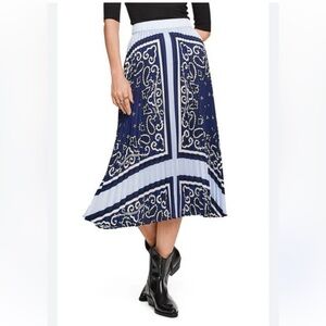SCOTCH & SODA Bandana Print Pleated Satin Midi Skirt In Combo Medium NWT